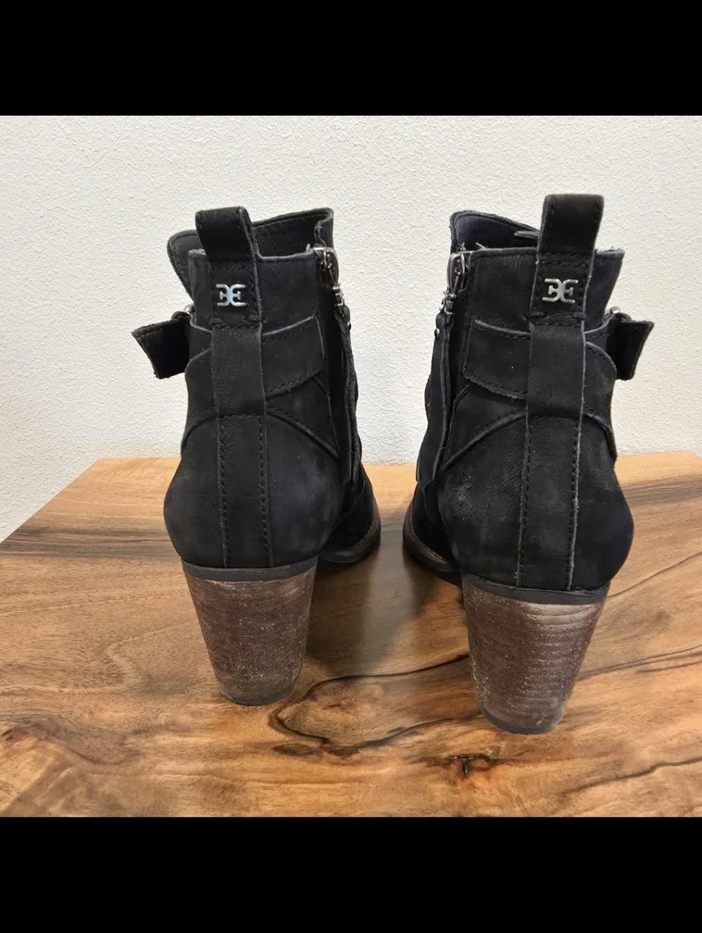 Sam Edelman Morris Black Suede Buckled Booties